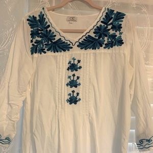 Boho linen shirt with embroidery